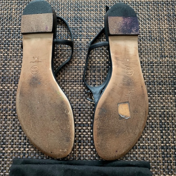 Chanel Gold Chain Logo Sandals - Picture 3 of 6